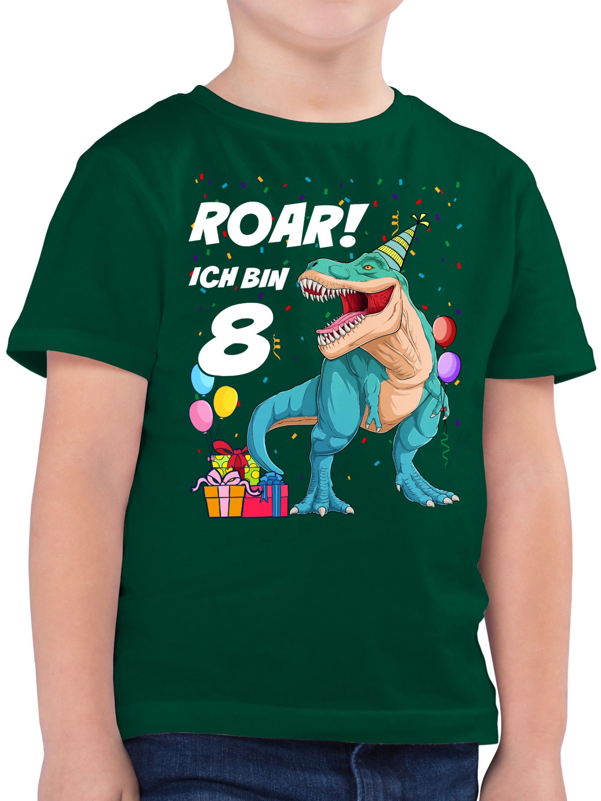 Shirtracer T-Shirt Ich bin 8 Jahre - T-Rex Dinosaurier Dino 8. Geburtstag 02 Tannengrün