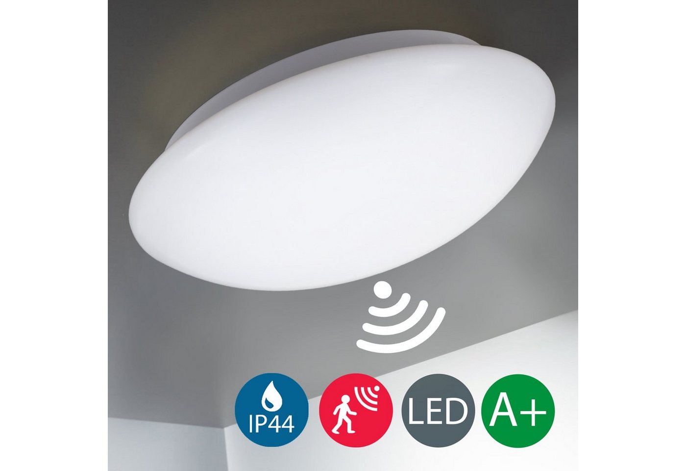 B.K.Licht LED Deckenleuchte, LED Deckenlampe mit Bewegungssensor 15W 1.500 Lumen 4.000K IP44,Ø28cm-HomeTrends
