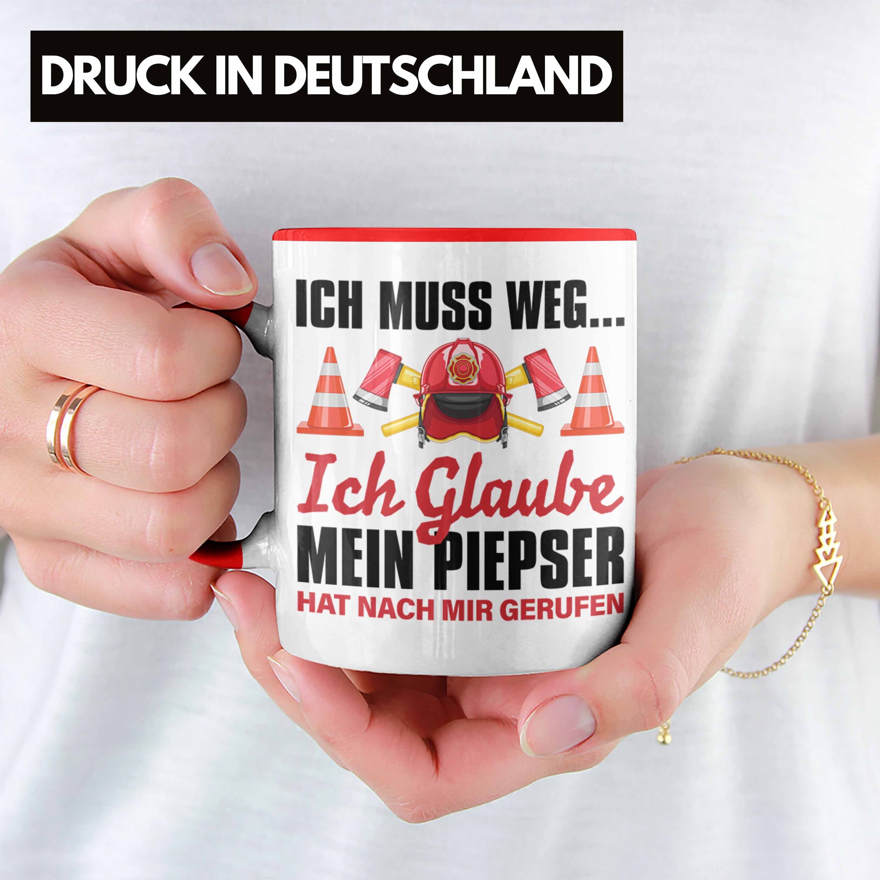 Tasse Feuerwehrmann Geburtstag Spruch Geschenk Feuerwehr Männer - Tasse Rot Trendation für Trendation