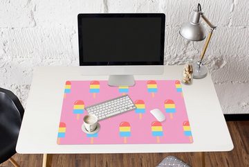 MuchoWow Gaming Mauspad Eis - Muster - Rosa (1-St), Büro für Tastatur und Maus, Mousepad Gaming, 90x60 cm, XXL, Großes