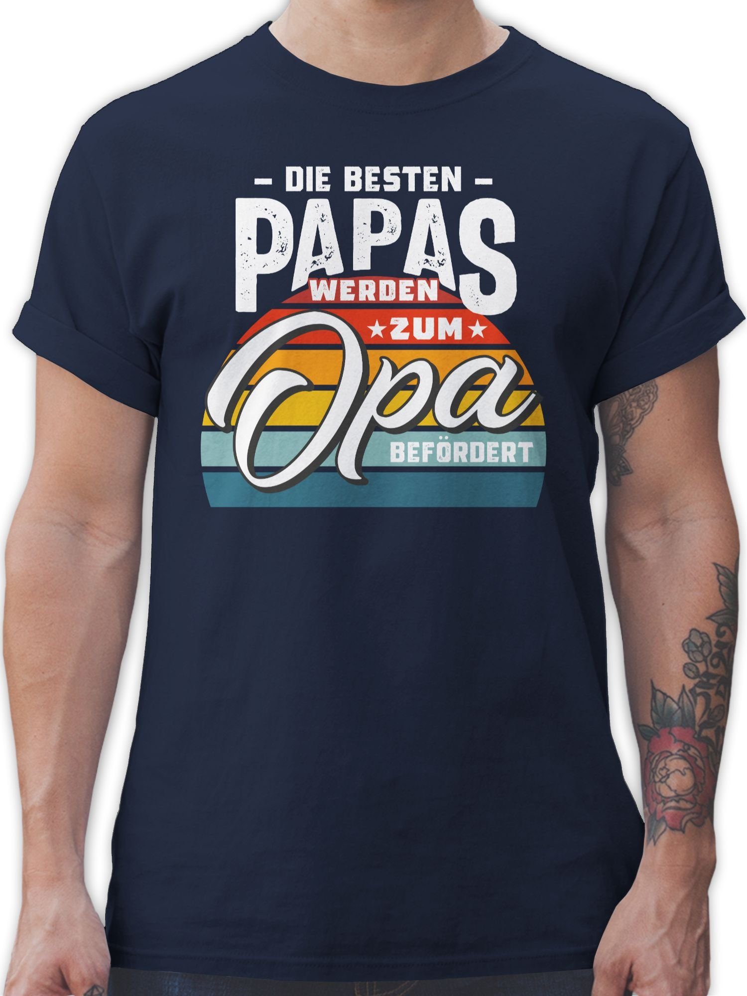 Shirtracer T-Shirt Die besten Papas werden zum Opa befördert I Du wirst Opa Opa Geschenke 01 Navy Blau