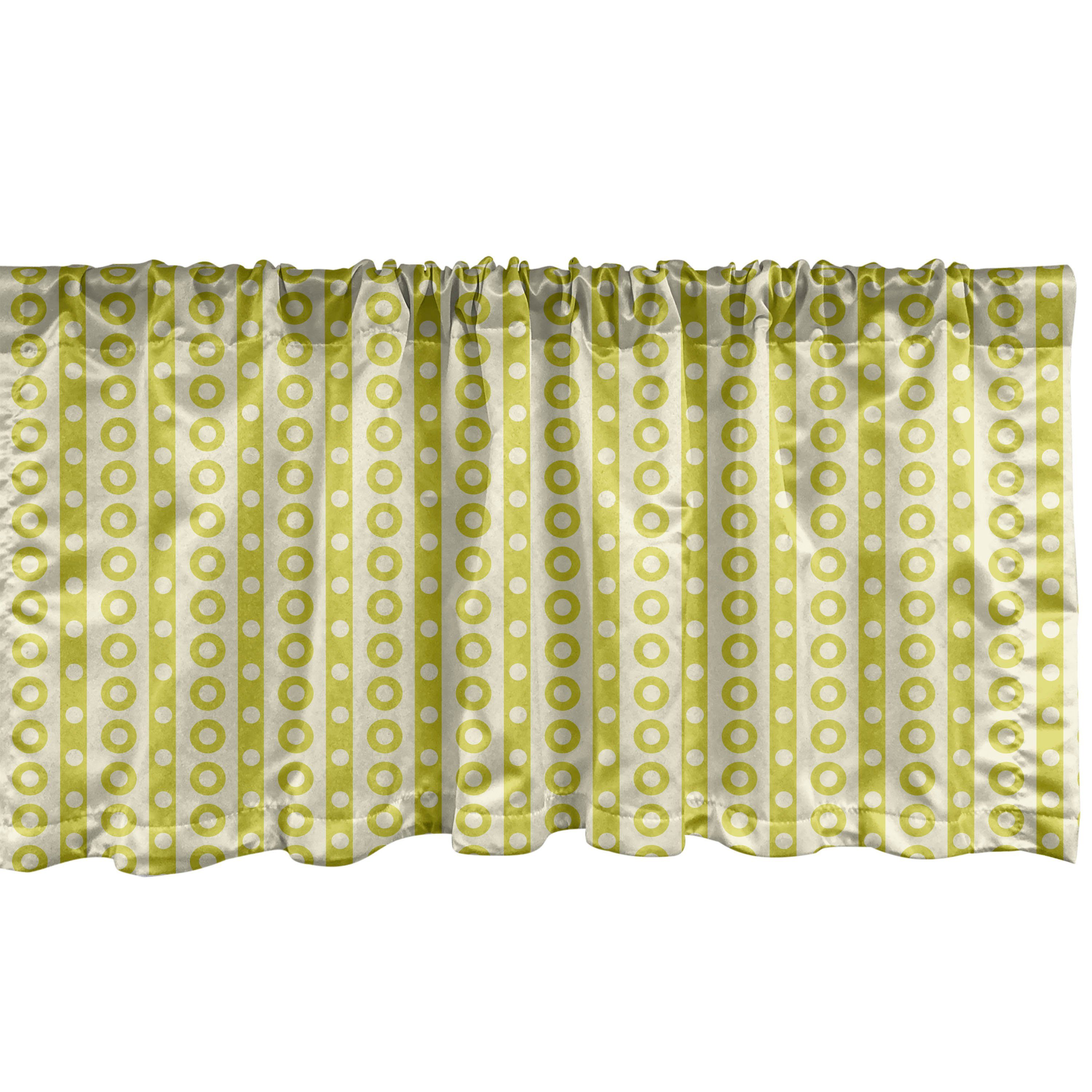 Scheibengardine Vorhang Volant für Küche Schlafzimmer Dekor mit Stangentasche, Abakuhaus, Microfaser, Retro Vertikale Streifen und Punkte