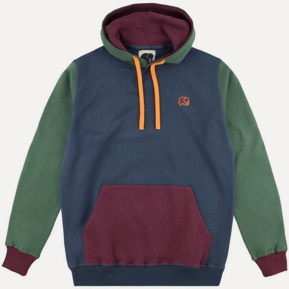 Trendsplant Rundhalspullover Organic Color Block Hoodie Trendsplant Blue