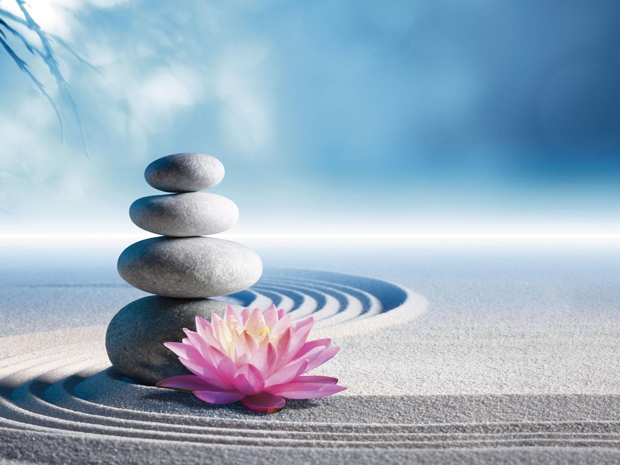 Home affaire Glasbild »R. Tavani Sand, Lilie und SpaSteine in Zen