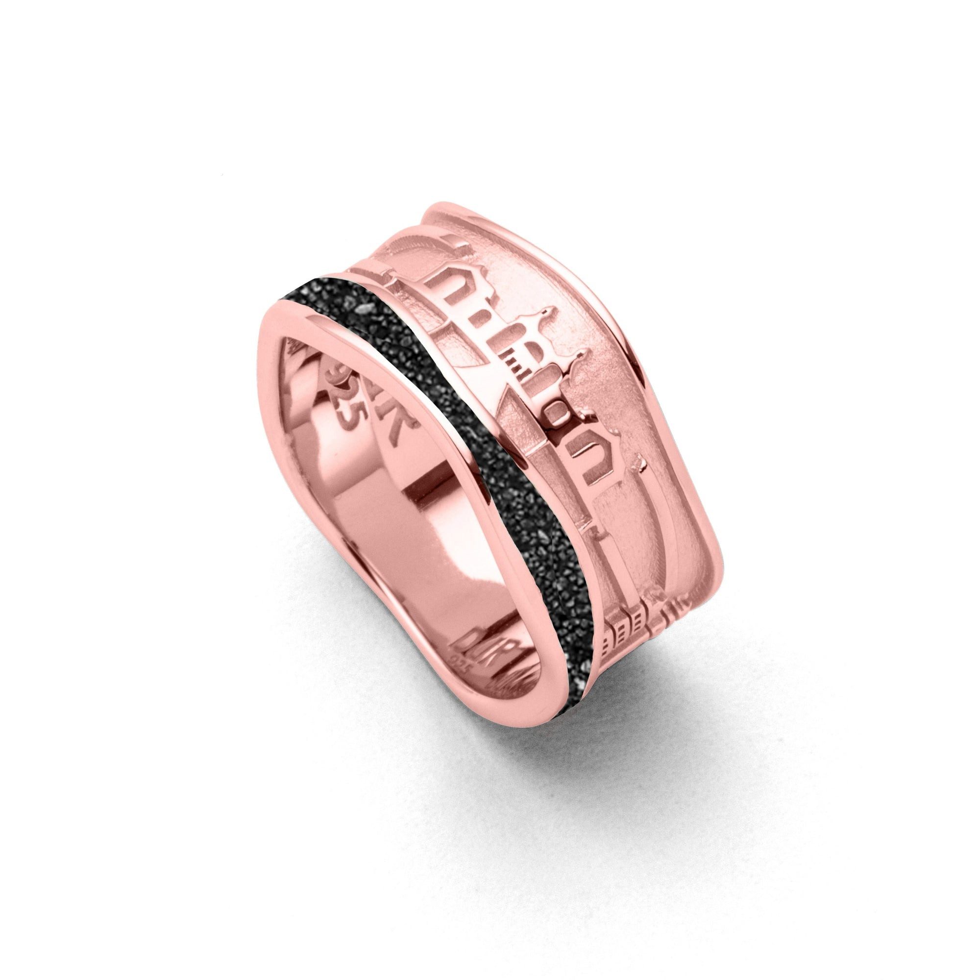 Fingerring DUR Schmuck: Ring Strandwellen "Rügen" mit Lavasand, rosé vergoldet, R