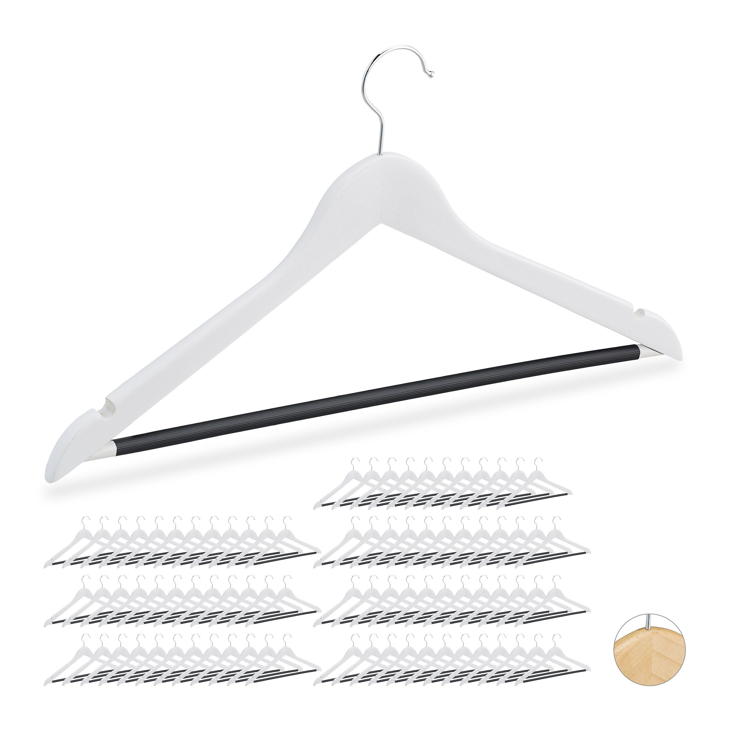 relaxdays Kleiderbügel 84 x Kleiderbügel aus Holz weiß