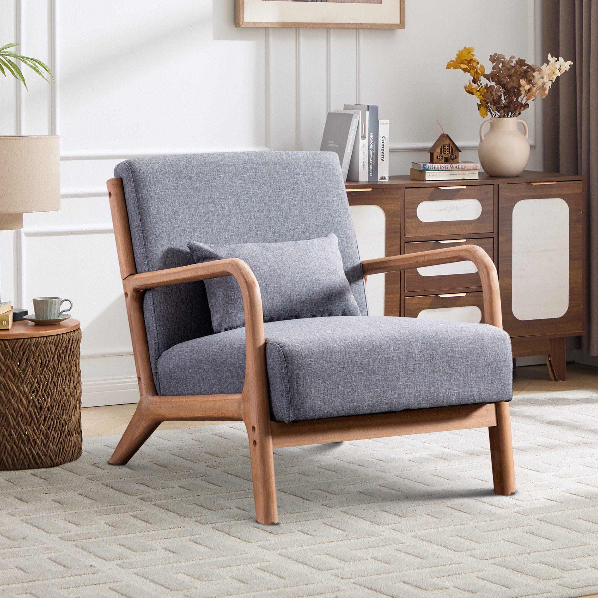 Bonzy Home Loungesessel Sessel mit Kissen&Armlehnen, Relaxsessel 150kg belastbar,Einzelsessel (1-St), Ergonomischer Sessel mit Kissen, Einzelsessel für Wohnzimmer