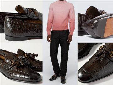 Tom Ford TOM FORD Sean Croc Alligator Effect Tassel Loafers Mokassins Schuhe Sl Sneaker