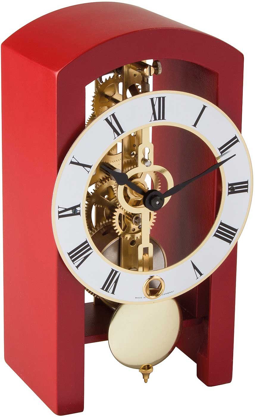 Hermle Tischuhr Tischuhr Rot mit Skelettuhrwerk Hermle Modell 23015-360721
