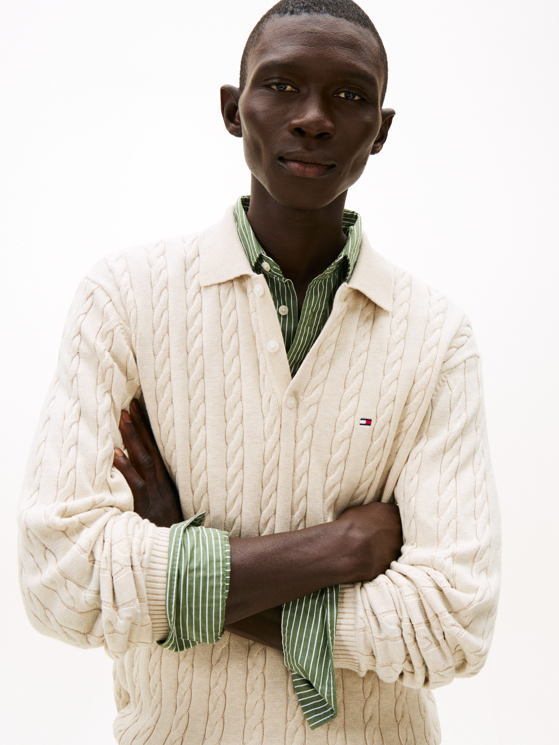 Tommy Hilfiger Polokragenpullover CLASSIC COTTON CABLE mit Zopfmuster, regular fit