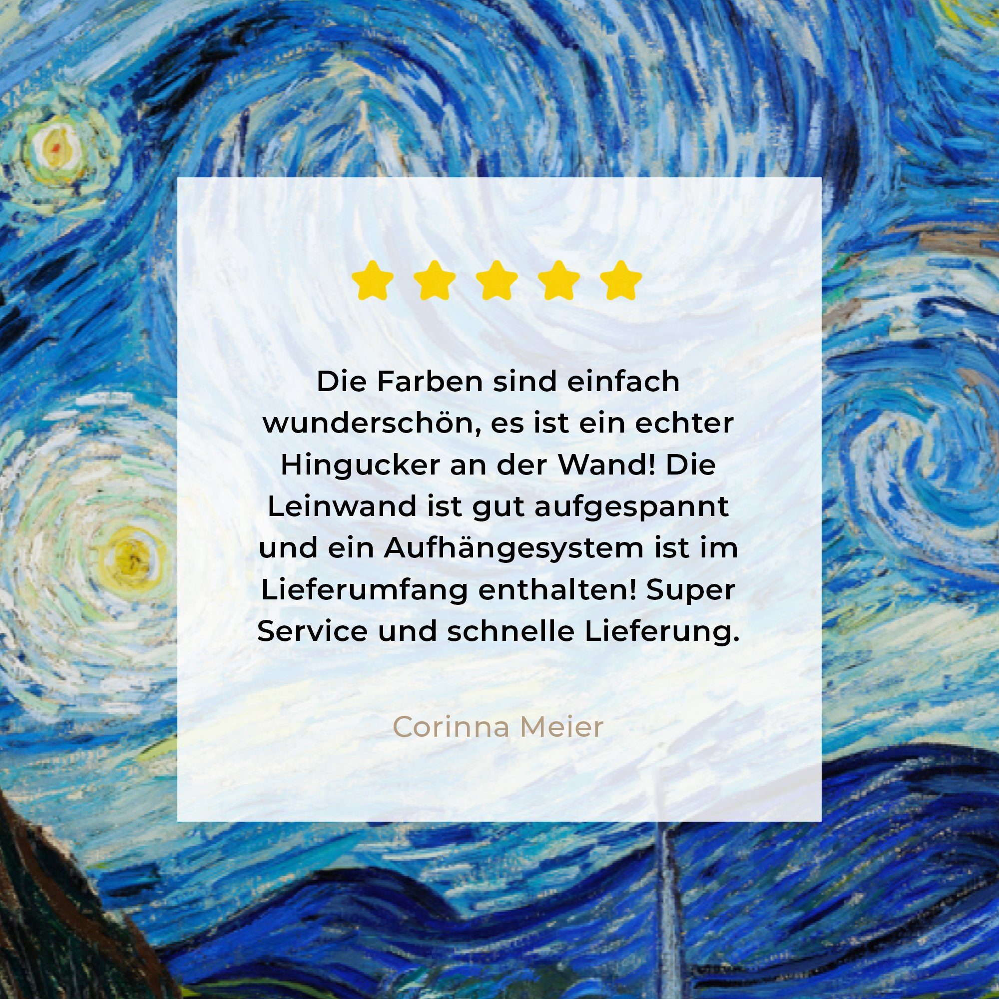 OneMillionCanvasses® Leinwandbild Die Nacht - Leinwandbilder, 30x20 Vincent Wandbild (1 sternenklare St), Aufhängefertig, Gogh, Wanddeko, bunt van cm