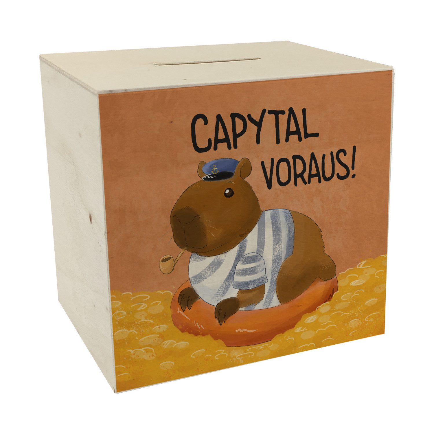 Spardose Capytal voraus Capybara Spardose aus Holz