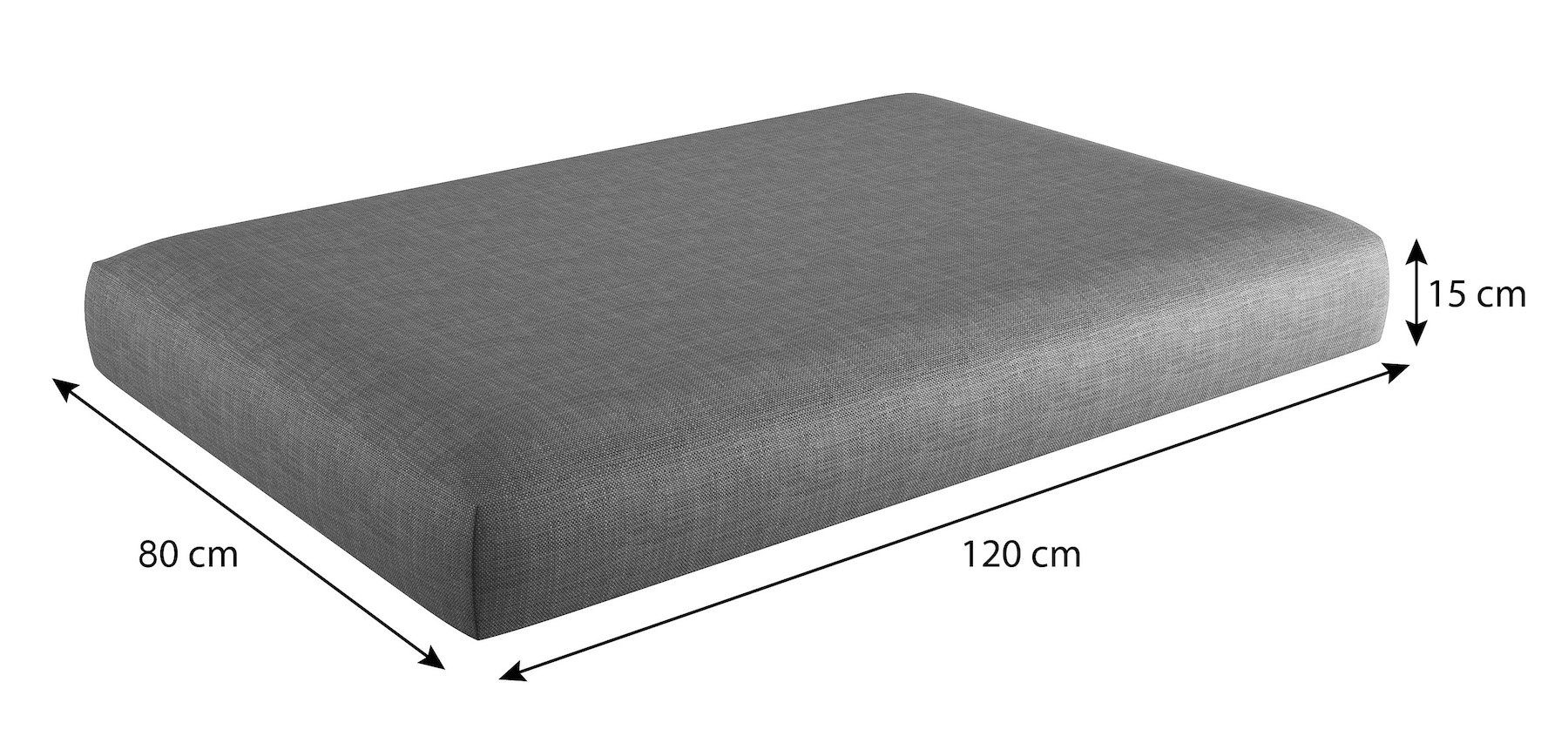 sunnypillow Sitzkissen Palettenkissen mit abnehmbarem Bezug Sitzkissen 120x80x15cm, Grau UV