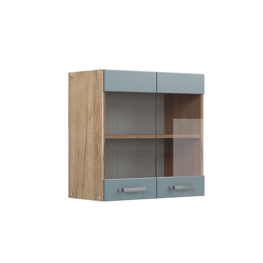 Vicco Glashängeschrank R-Line, Blau-Grau/Goldkraft Eiche, 60 günstig online kaufen