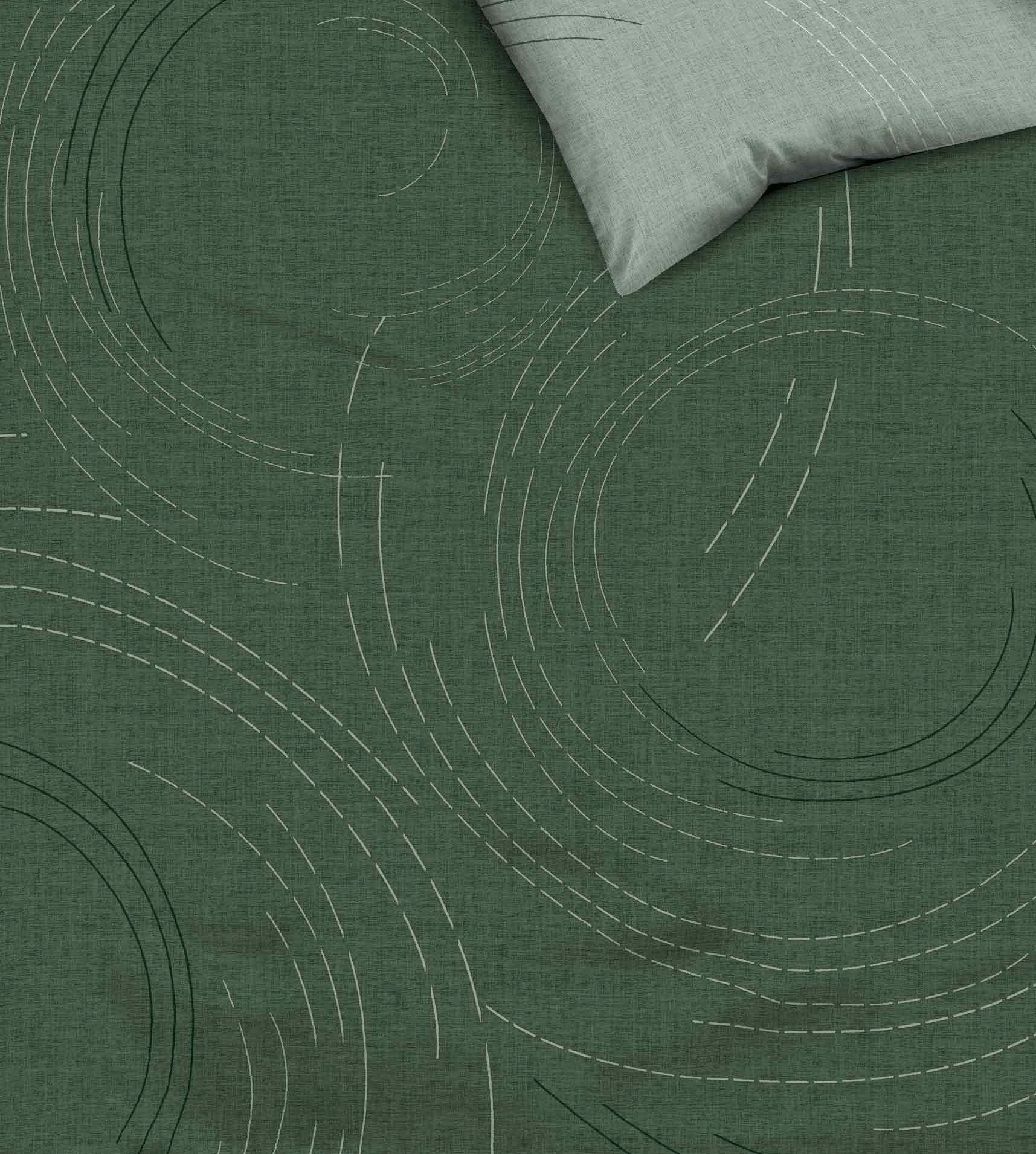 JACK Wendebettwäsche 135x200cm Jaro Jade Grün, Biber, 2 teilig, dezente kreisförmige Linien in Jade Grün