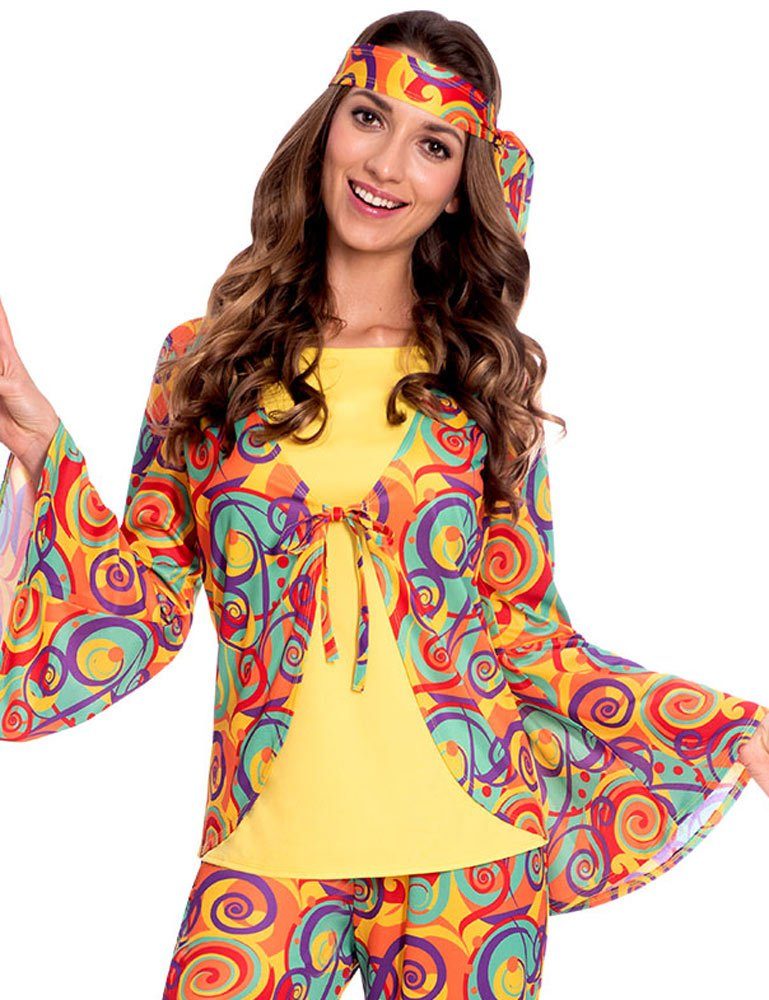 60er 70er Jahre Hippiekostüm Damen  Anzug Flower Power Damenanzug  Hippie Kostüm 