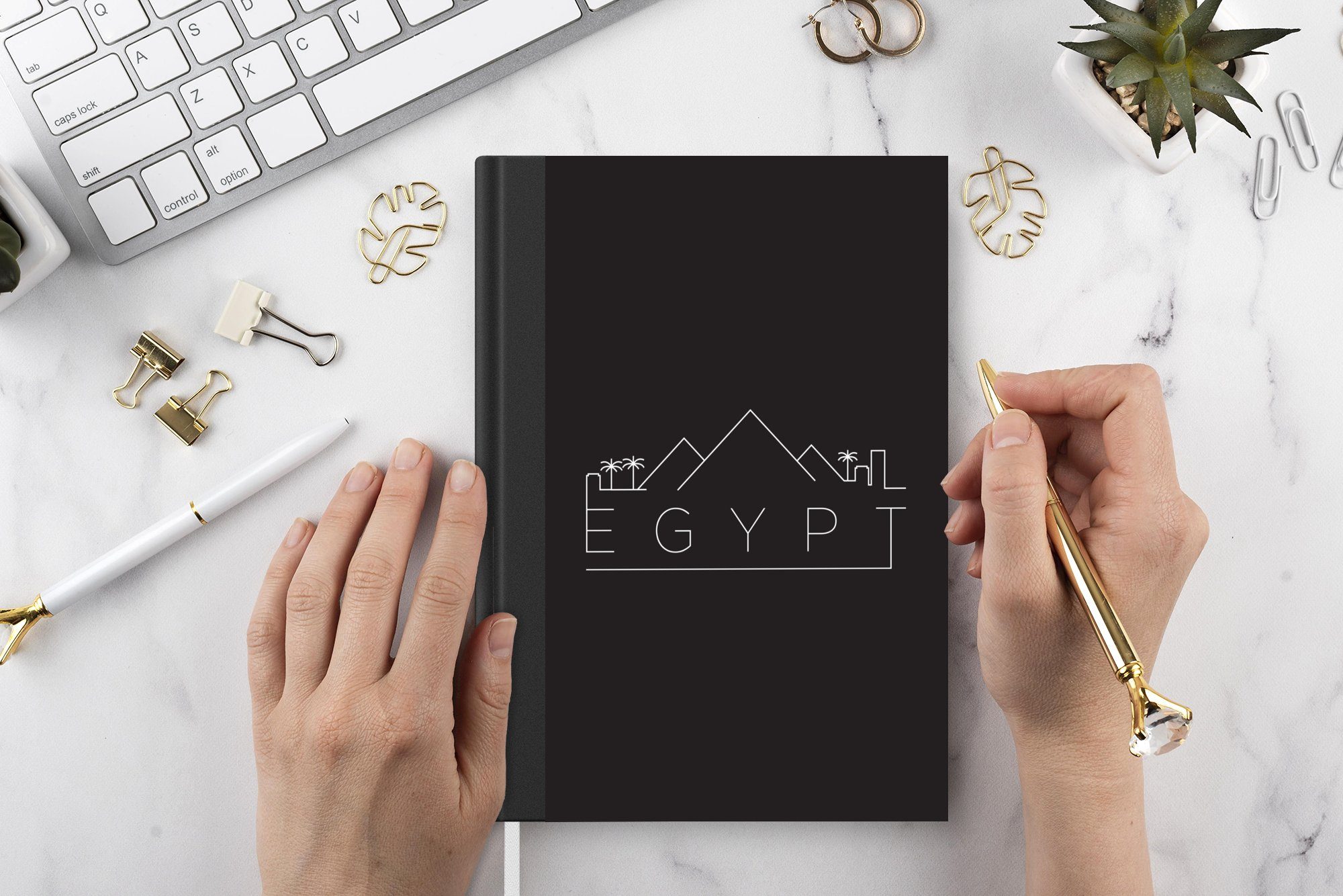 Notizbuch weiß Merkzettel, Seiten, "Ägypten" 98 A5, schwarz, auf MuchoWow Tagebuch, Skyline Notizheft, Journal, Haushaltsbuch