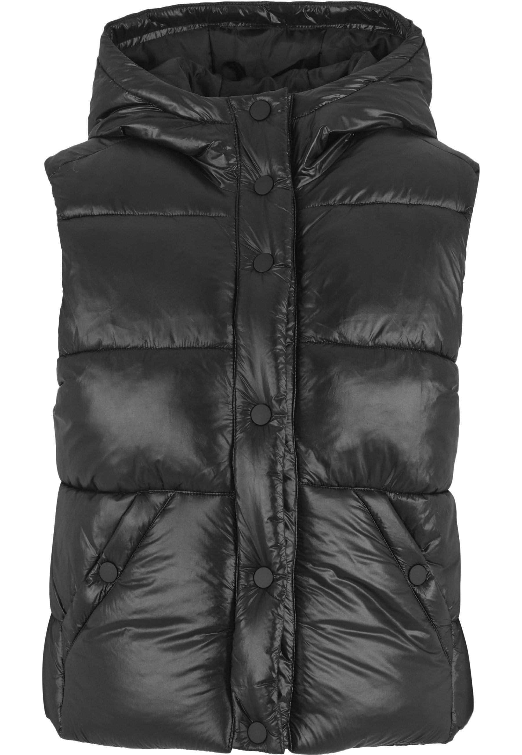 URBAN CLASSICS Steppweste Urban Classics Ladies Recycled Shiny Puffer Vest with Hood