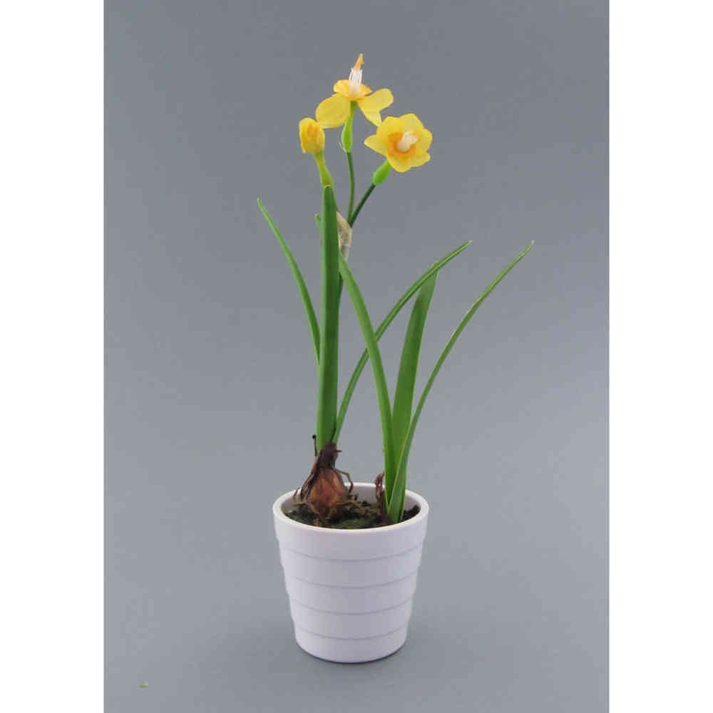Kunstblume Kunstpflanze, Blume NARZISSE ca. 23cm. Im runden Kunststofftopf. günstig online kaufen