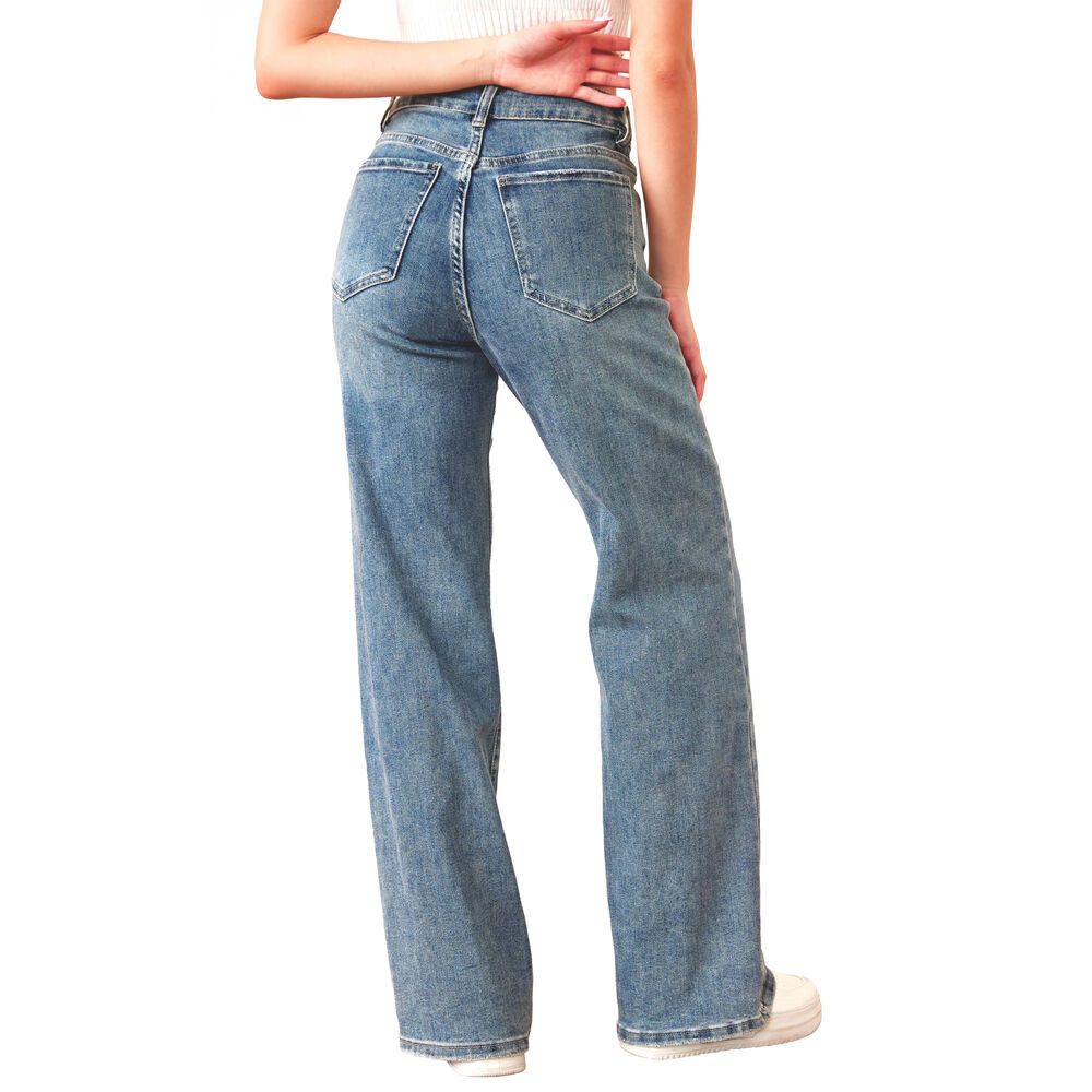 Ital-Design Stretch-Jeans Stylische Damenschuhe mit Komfort für Alltag und Freizeit (90727807) Used-Look Stretch High Waist Jeans in Blau – Bild 3 von 5