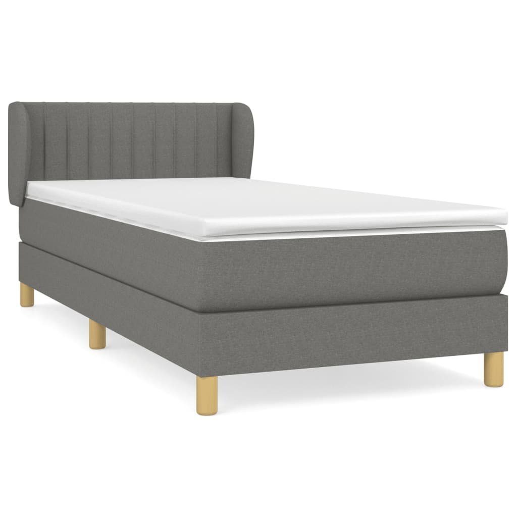 Boxspringbett 90 x 200 cm Boxspringbett mit Matratze Dunkelgrau 90x200 cm Stoff Bett