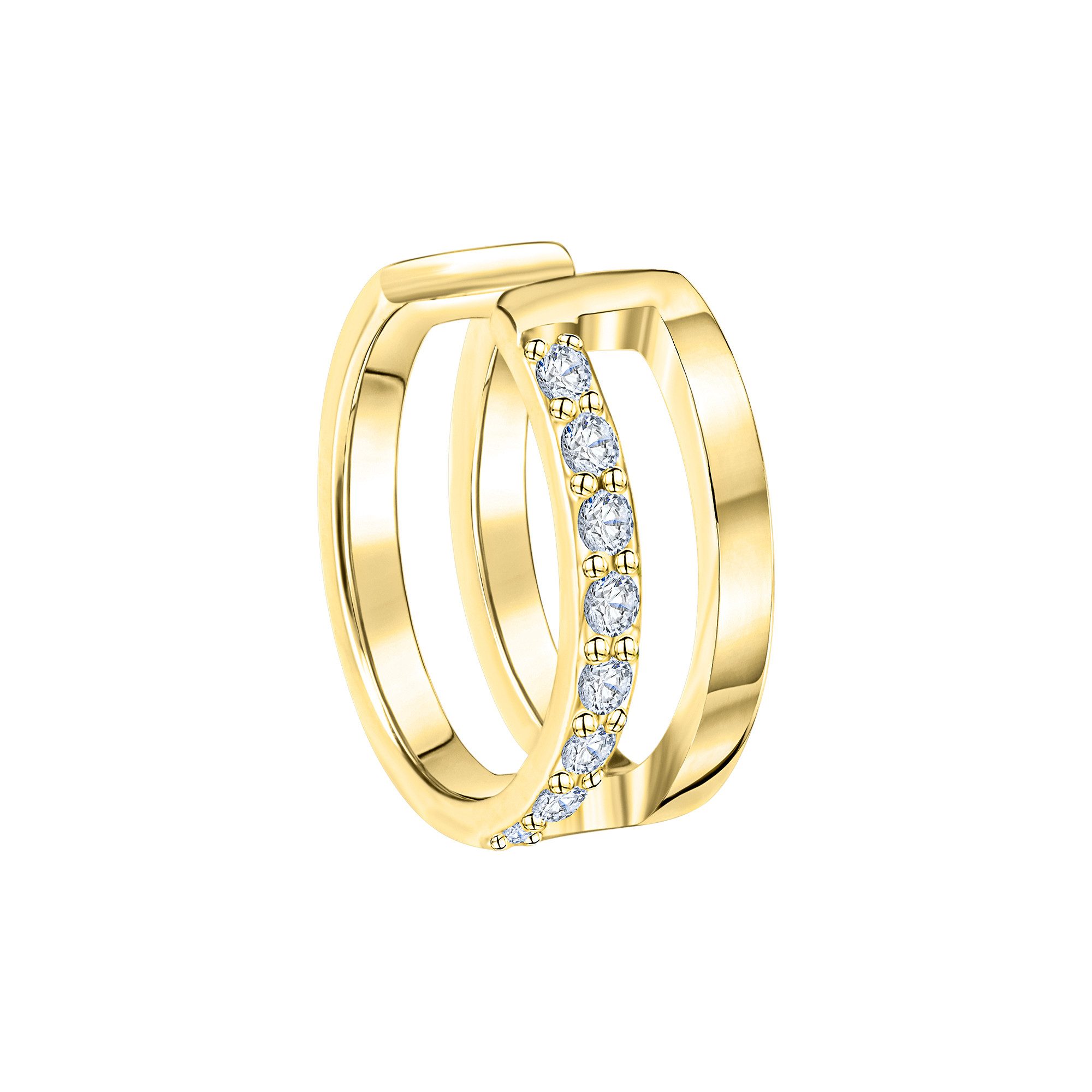 Vivance Paar Creolen 925-Sterling Silber vergoldet Zirkonia