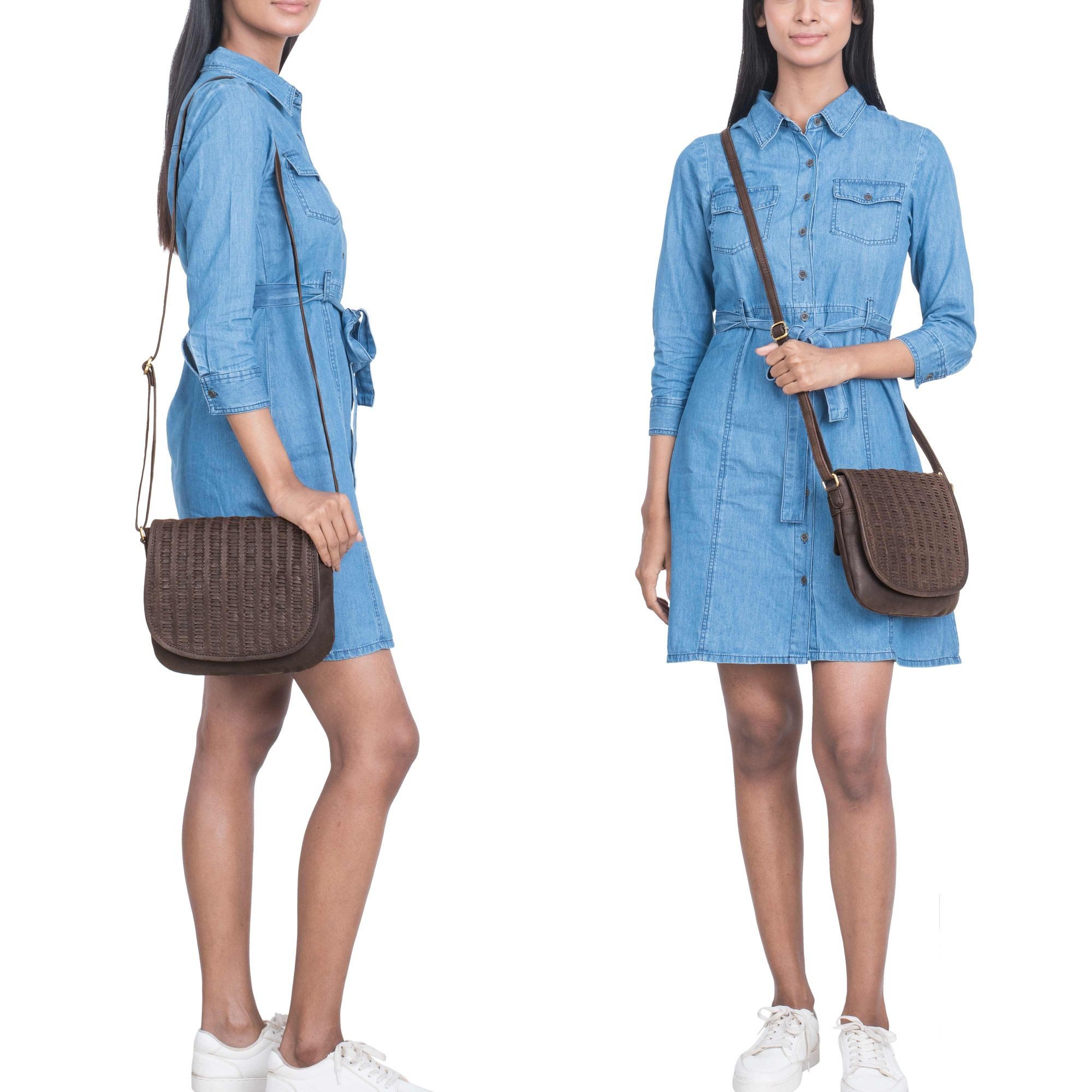 STILORD Handtasche "Nuria" Kleine Umhängetasche Damen Leder Handtasche Geflochten