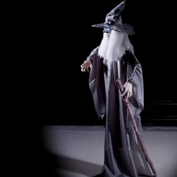 SATISFIRE Dekofigur Halloween Figur Zauberer, animiert 190cm - Bewegung, Licht, Geräusche