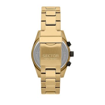 Sector Chronograph Sector Herren Armbanduhr Chrono, Herren Armbanduhr rund, groß (45mm), Edelstahlarmband gold, Fashion