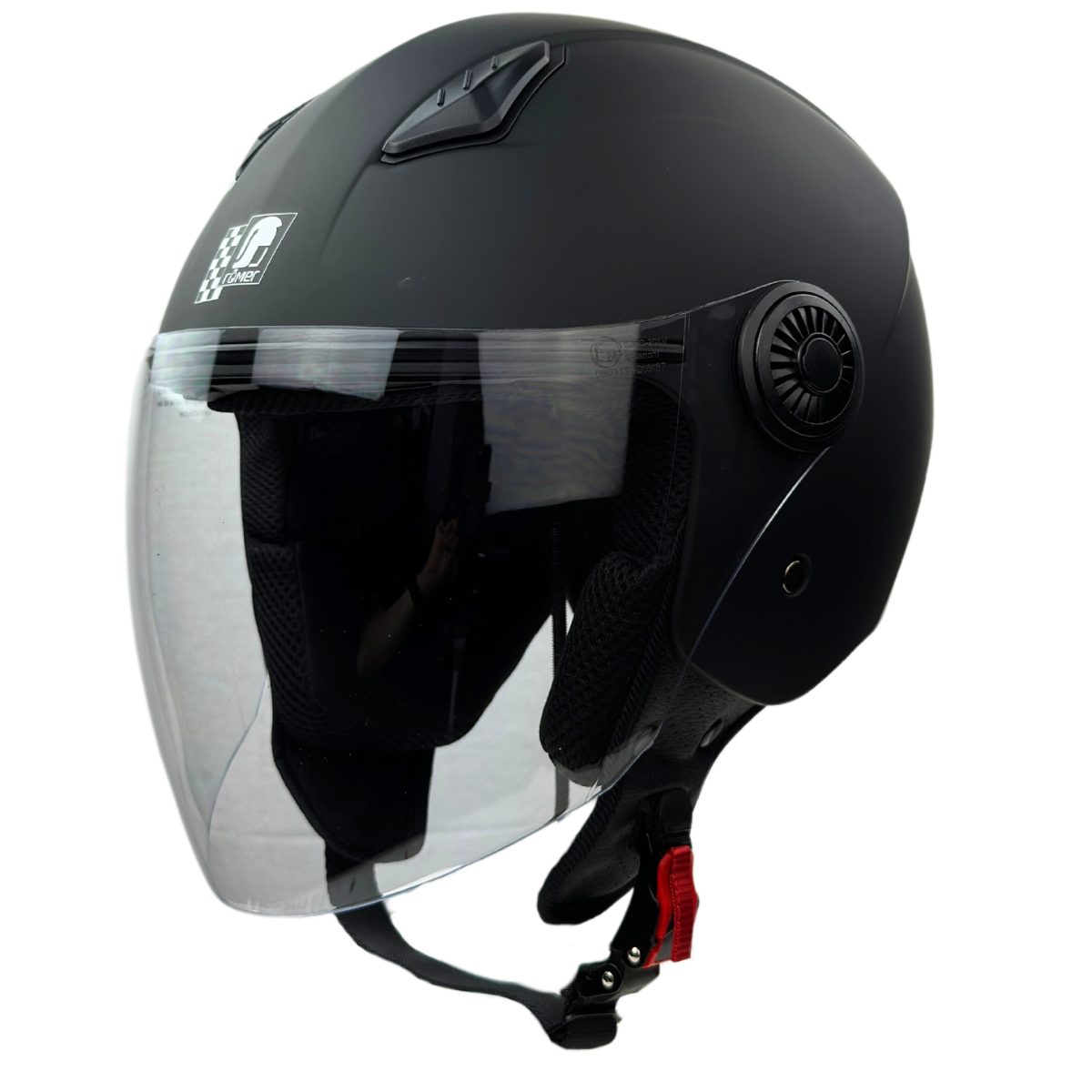 RÖMER HELME Motorradhelm RR10801 - Jethelm - mattschwarz - mit Kopfbelüftung & Schnellverschluß