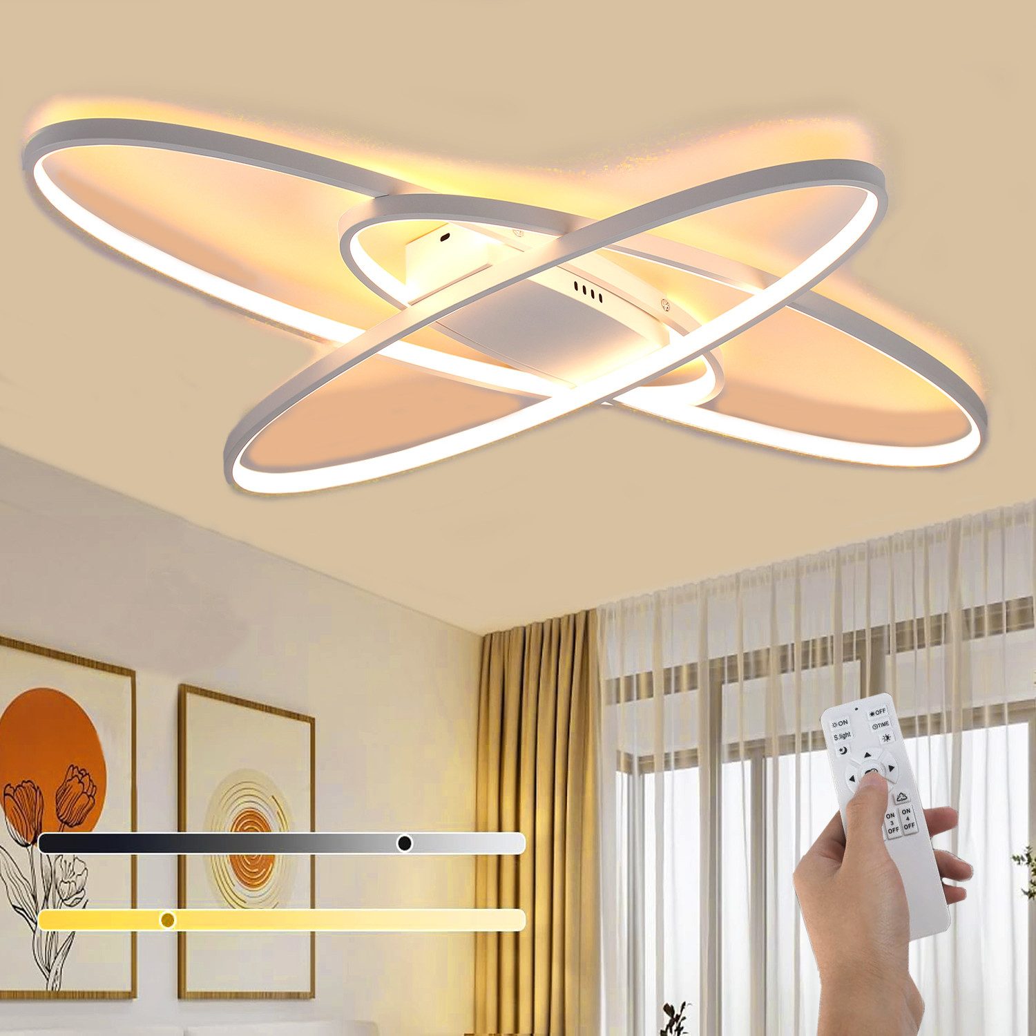 oyajia Deckenleuchten Oval LED Deckenlampe 85cm, günstig online kaufen