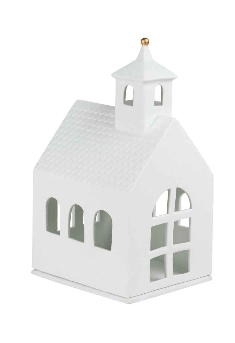 Räder Design Teelichthalter Lichthaus Kapelle groß unglasiertes Porzellan weiß H22,5cm