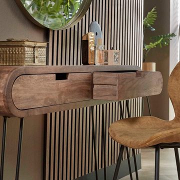 RINGO-Living Sideboard Massivholz Kommode Sanoe mit 2 Schubladen in Natur-dunkel und Schwarz-, Möbel
