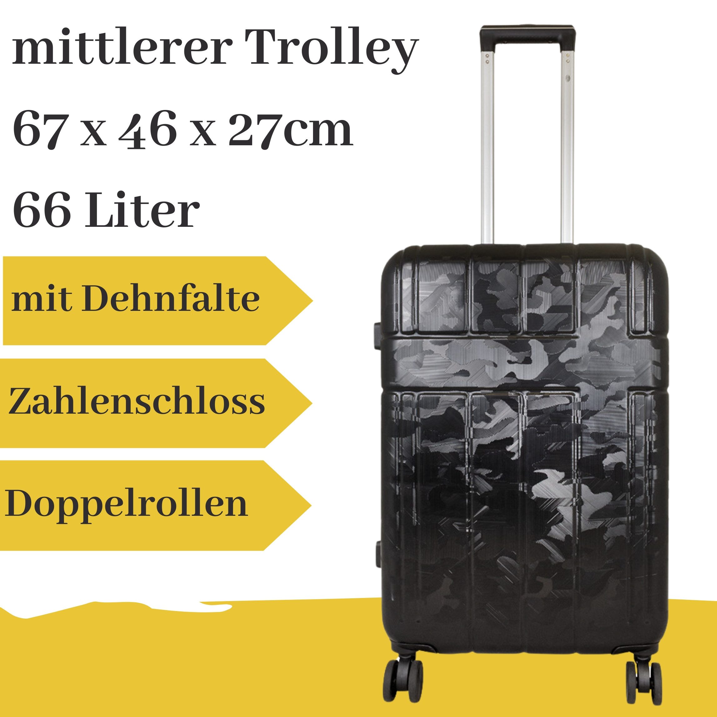 MONOPOL® Hartschalen-Trolley mittlerer Hartschalentrolley Camouflage schwarz
