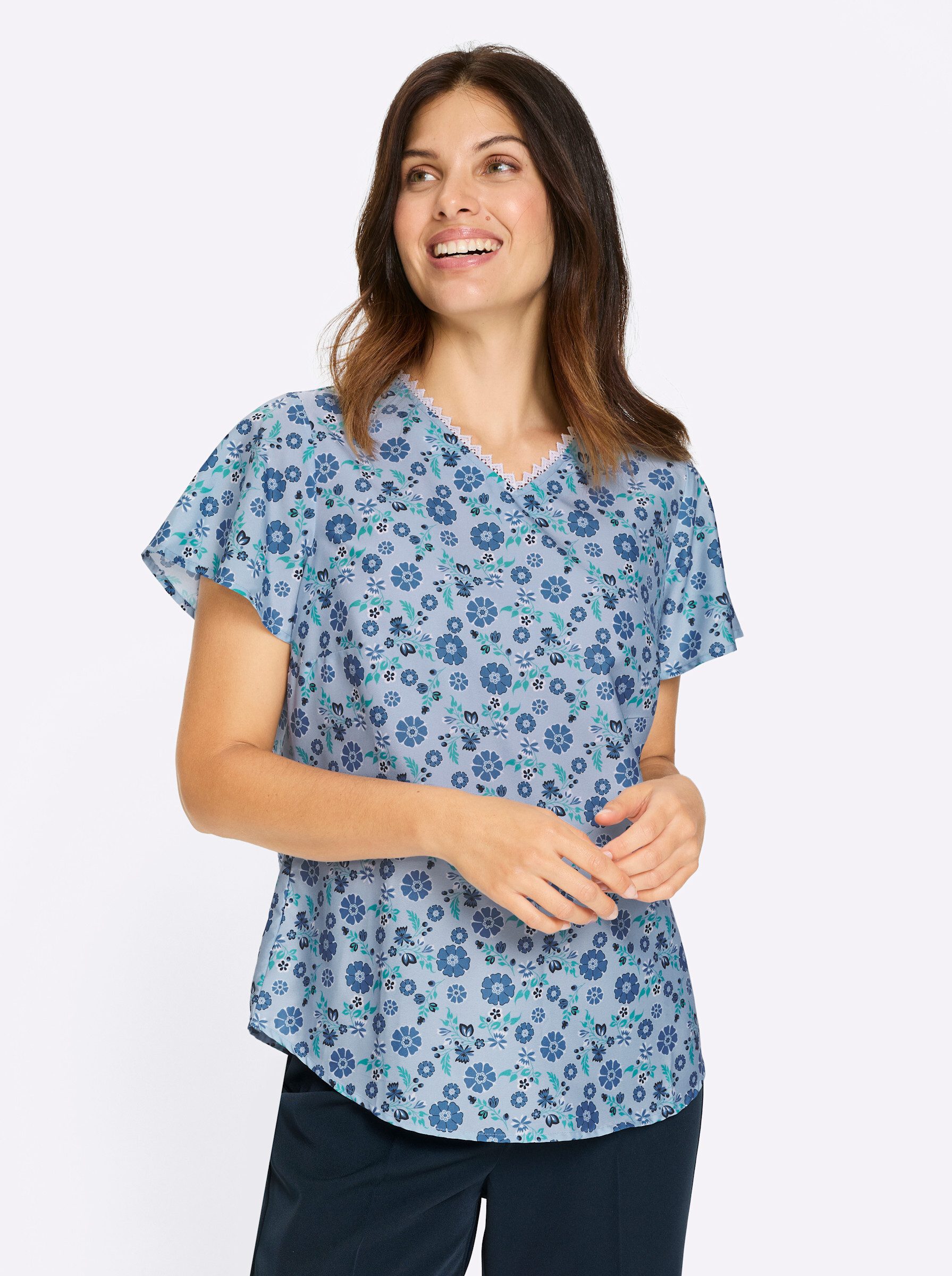 Sieh an! Klassische Bluse Schlupfbluse Kurzarm