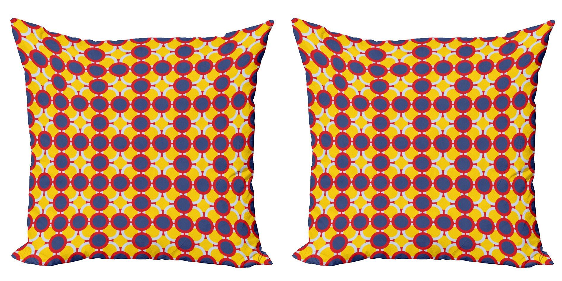 Runden Digitaldruck, Modern Stück), (2 Geometrisch Überlappende Accent Kissenbezüge Doppelseitiger Vivid Abakuhaus