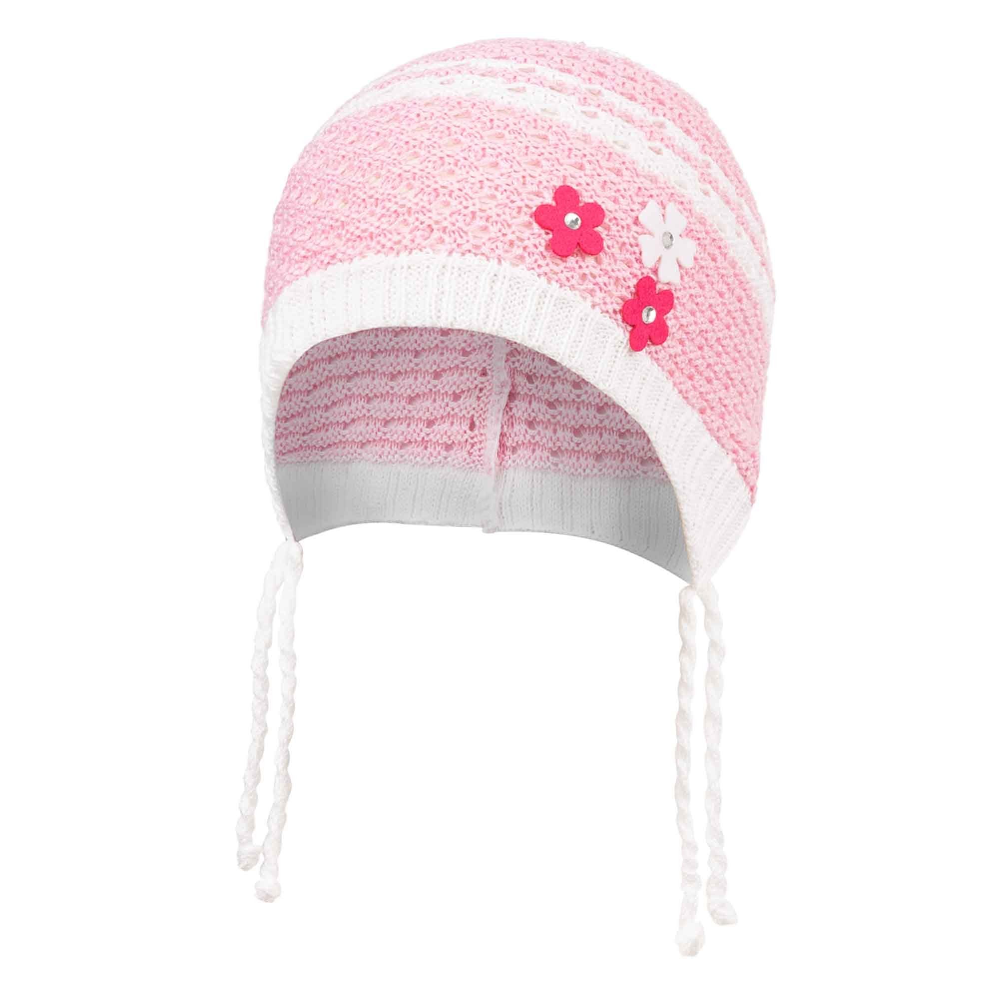 AJS Strickmütze Übergangsmütze Mädchenmütze Rosa-Weiß | Strickmützen