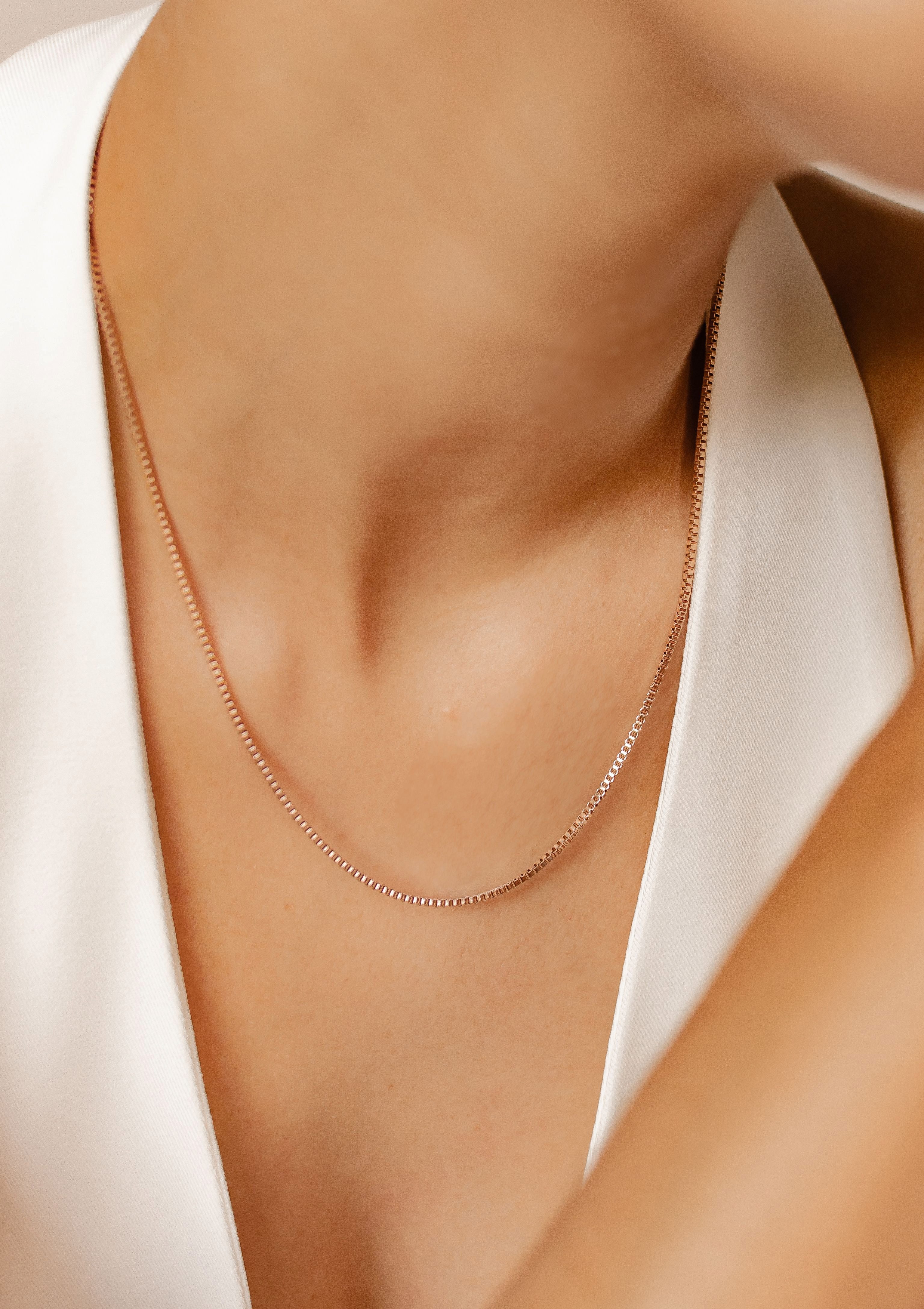 Hey Happiness Edelstahlkette Box Kastenkette, Edelstahl Gliederkette, Basic Damen Halskette ohne Anhänger, zum Kombinieren