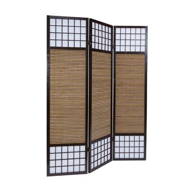 Homestyle4u Paravent Paravent Holz Raumteiler Bambus spanische Wand Trennwand Sichtschutz, 3-teilig