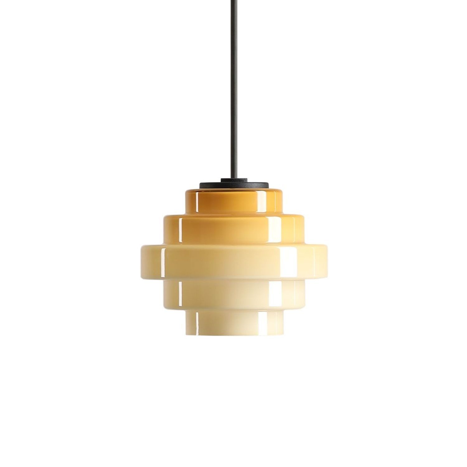 Licht-Erlebnisse Pendelleuchte RARO, ohne Leuchtmittel, Glas Metall H: max. 220 cm Ø 14 cm rund Schwarz Nuss G9 Modern