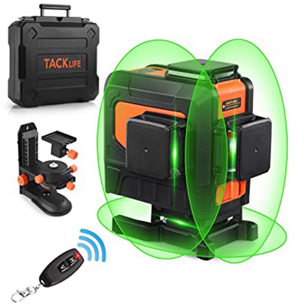 TACKLIFE Kreuzlinienlaser, 3X360° Grün Linienlaser 5200mAh mit Fernbedienung