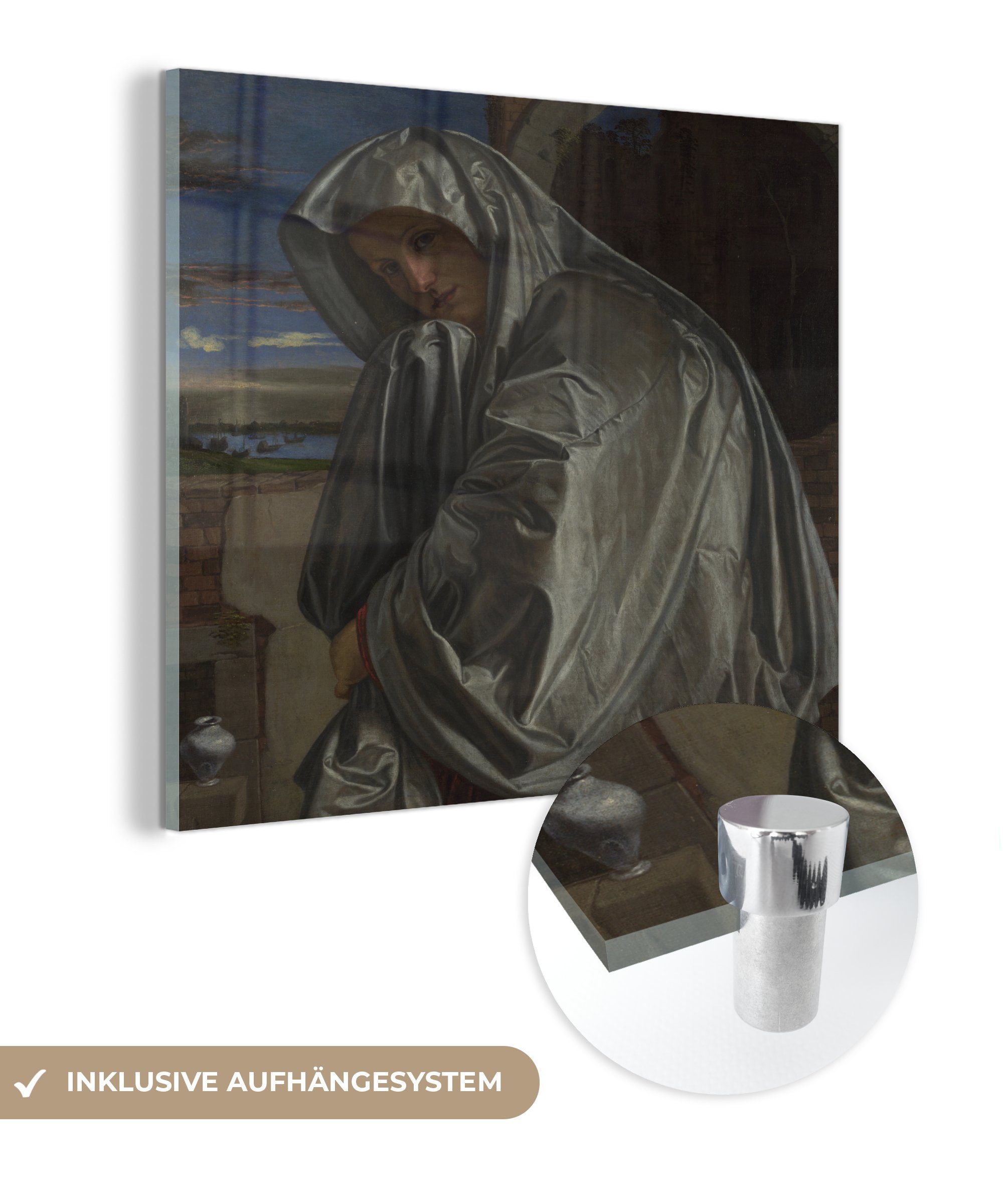 MuchoWow Acrylglasbild Maria Magdalena - Giovanni Girolamo Savoldo, (1 St), Glasbilder - Bilder auf Glas Wandbild - Foto auf Glas - Wanddekoration | Bilder