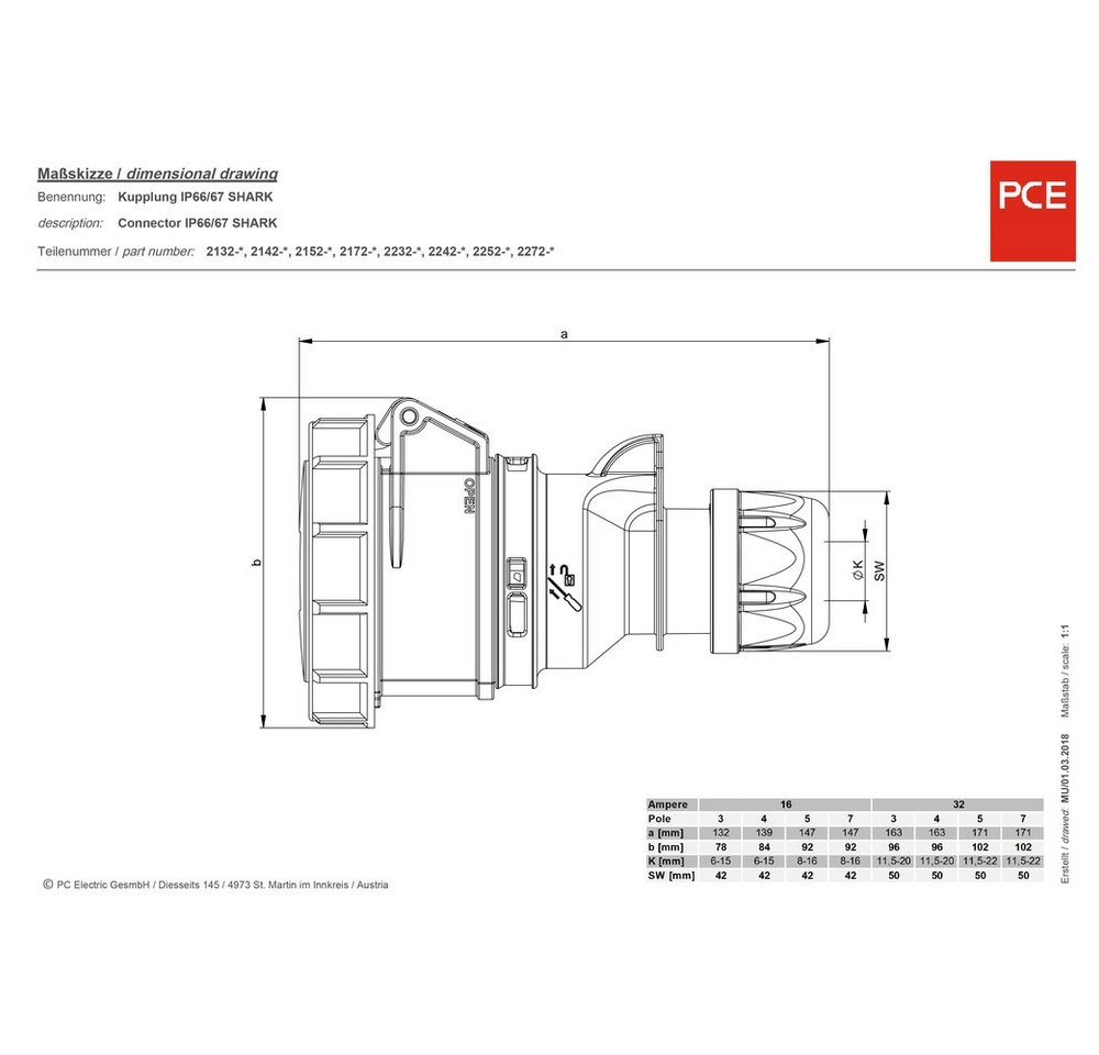 Thumbnail - PCE Steckdose PCE venttechnik 225-6ttx CEE Kupplung 32 A 5polig 400 V 1 St.
