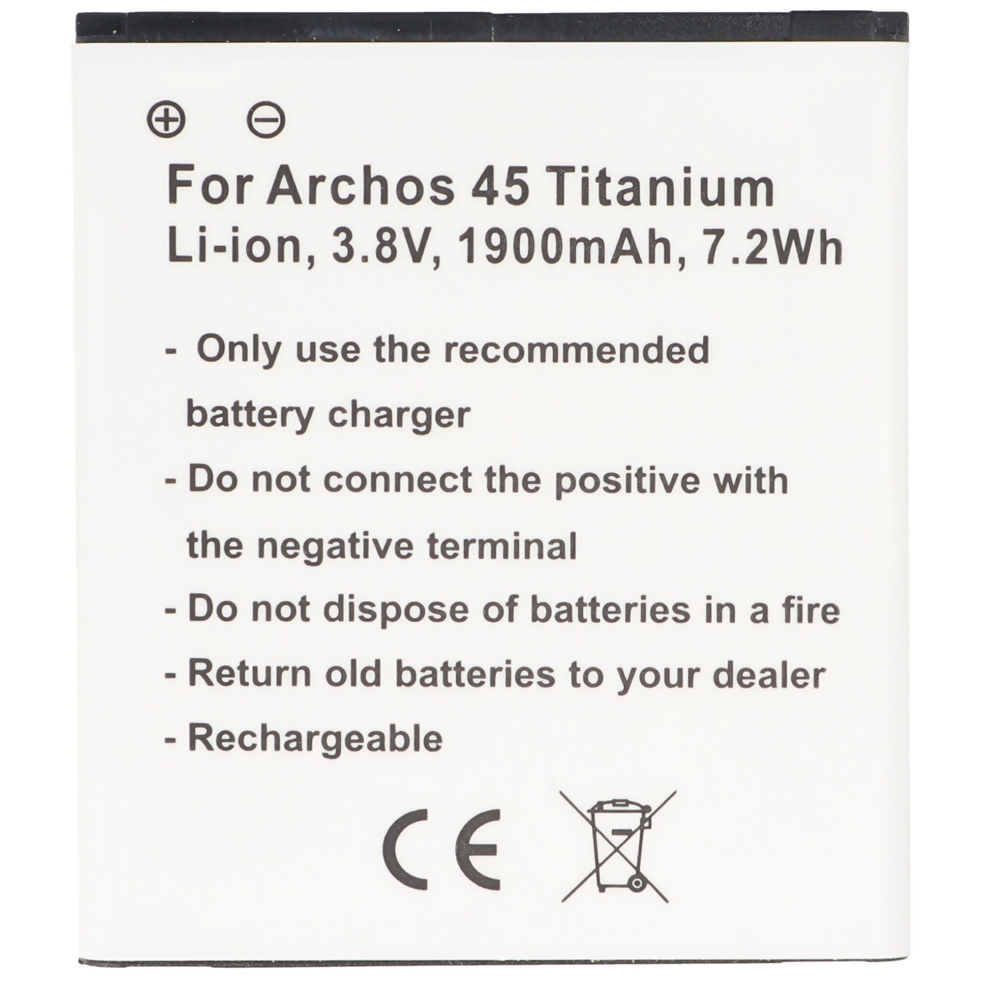 Akku für (3,8 45 1900 Titanium AC45TI den V) Akku AccuCell mAh Archos passend Akku