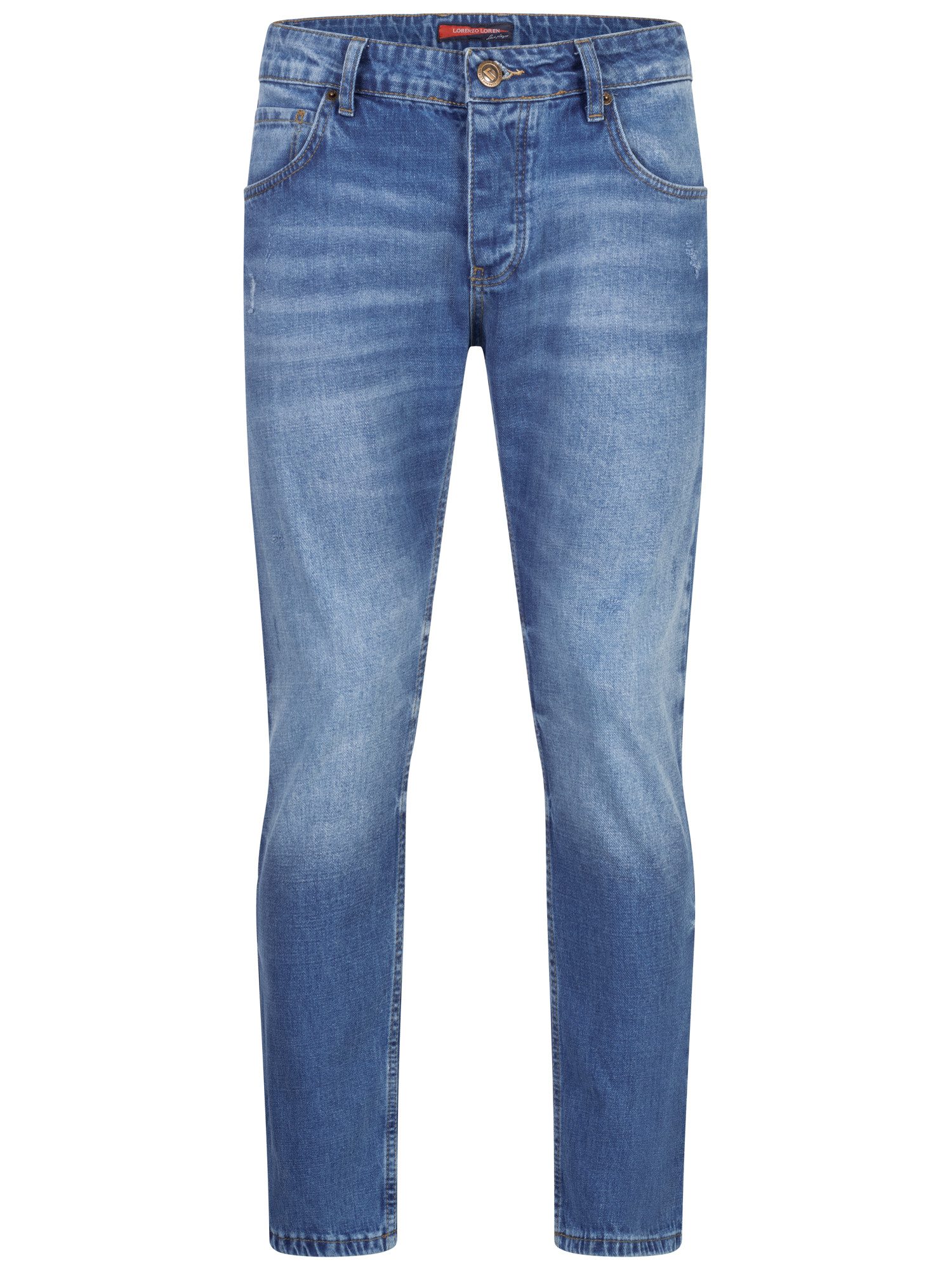 Lorenzo Loren Straight-Jeans Herren Jeans Hose Blau Stonewashed LL-4011 – Bild 5 von 5