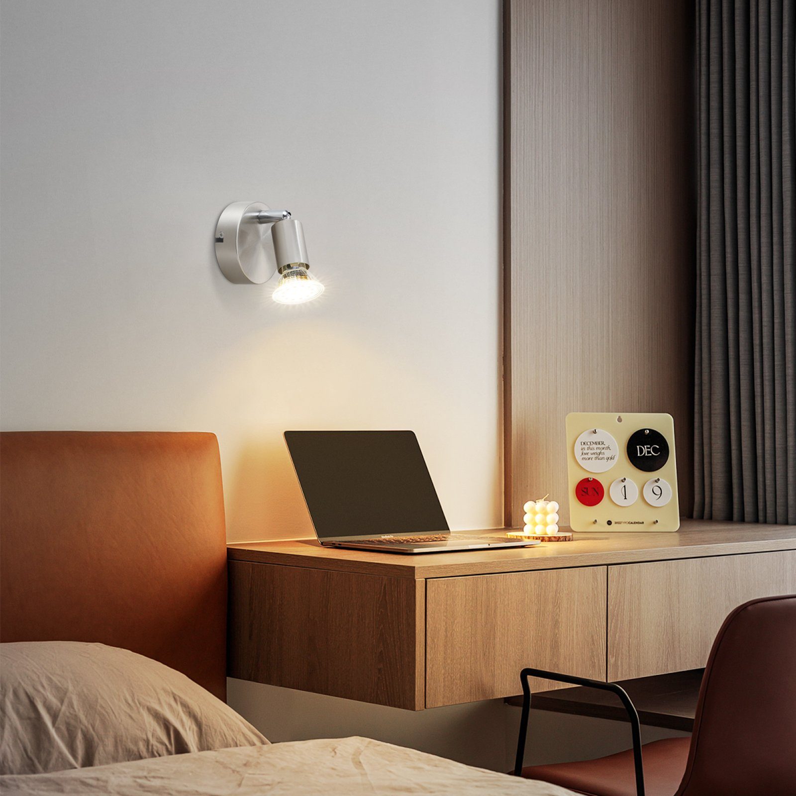 Schlafzimmer, Deckenleuchte Spot Nickel Leuchtmittel, ZMH für Modern Deckenlampe Stoffschrim Wand Wandbeleuchtung MAX.40W, ohne Lampen Deckenstrahler