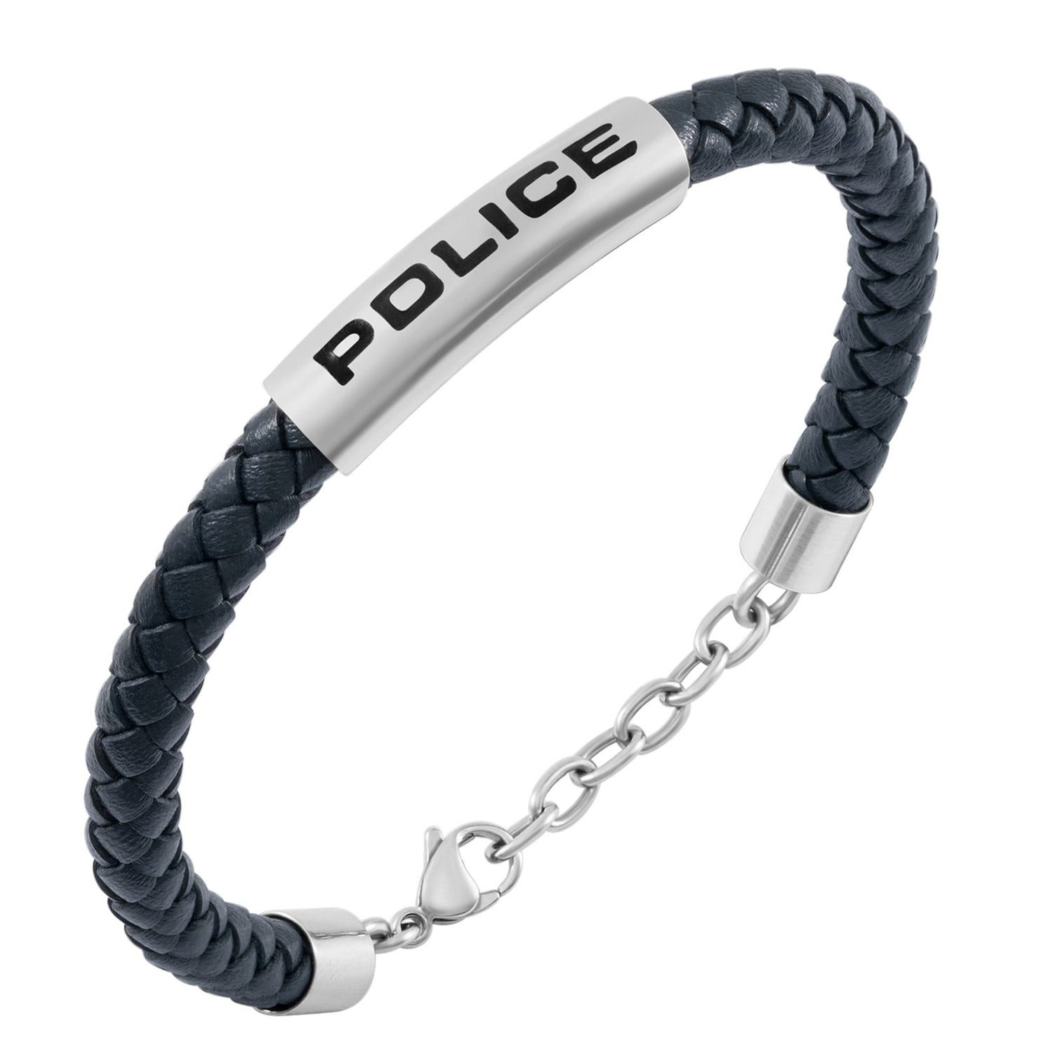 Police Edelstahlarmband Herren Leder-Skyfall Dunkelblau