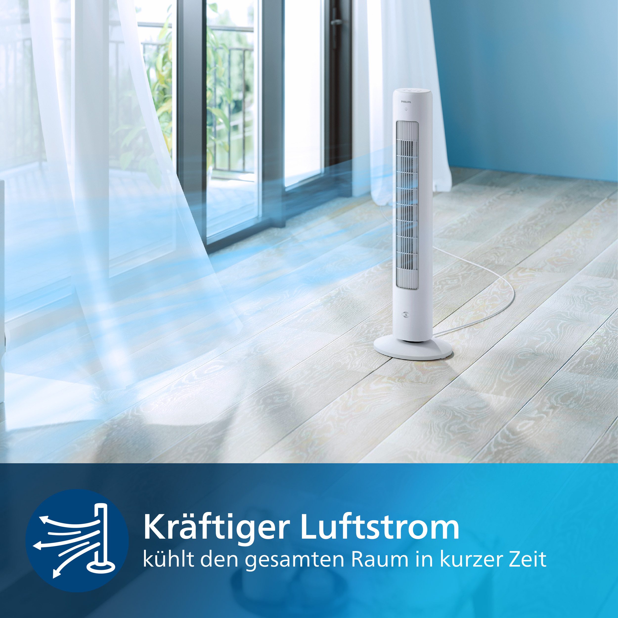 Philips Turmventilator 5000 Series CX5535, 3 Stufen, Höhe 105cm, inkl. Fernbedienung, geeignet als Aroma-Diffuser