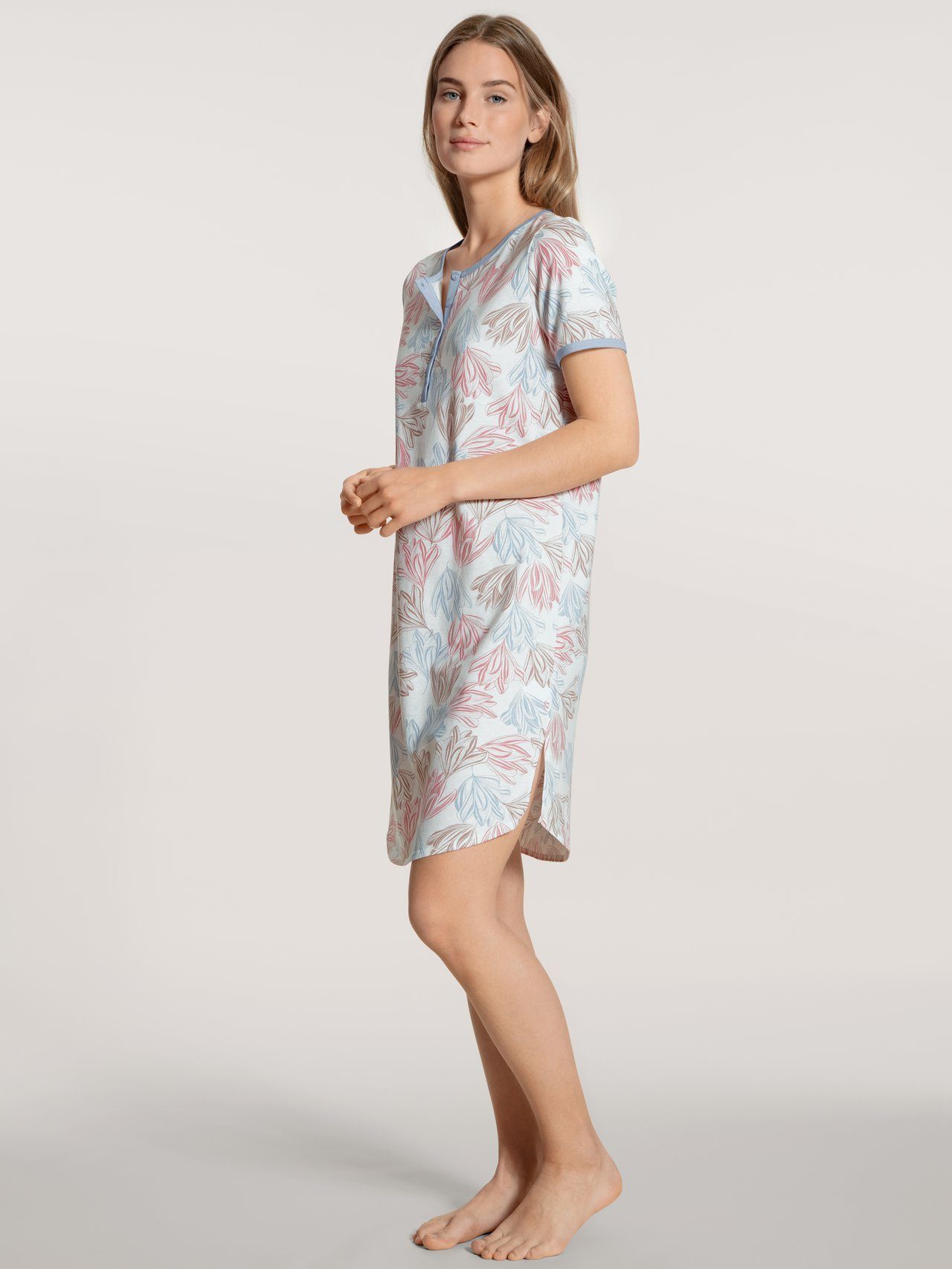 CALIDA Sleepshirt Calida Nachthemd Kurzarm Blumen 30034 (1-tlg., 1 Stück) aus reiner Baumwolle | Pyjamas