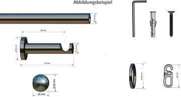 Gardinenstange Formentor, indeko, Ø 16 mm, 1-läufig, Fixmaß, verschraubt, Stahl, Komplett-Set inkl. Ringen und Montagematerial